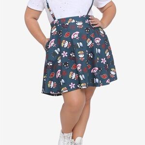 Gray and Red Knee-Length Skater Skirt hello Kitty and Naruto skir